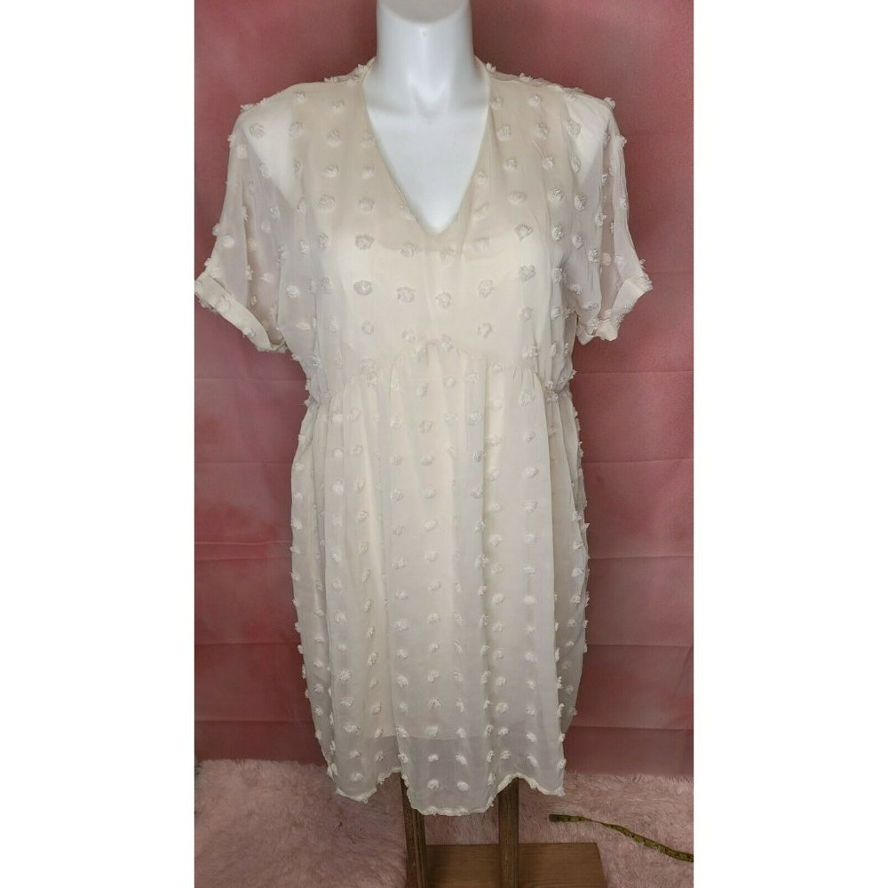 ECOWISH Womens V-Neck   Short Sleeve  Lace Lined  NWT size XL